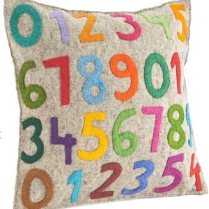Multicolor 123's Arcadia Home Handmade Pillow Cover in Hand Felted Wool 20"